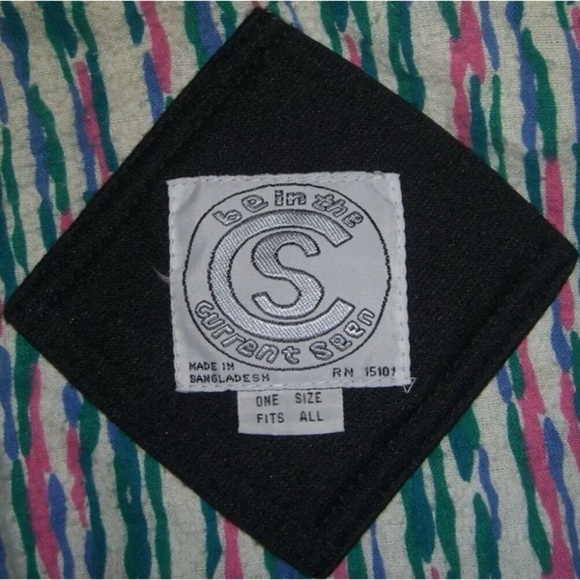 Vintage 80s Jacket Current Seen Black Geometric Stranger Things Mixed Media Pink - Picture 12 of 15